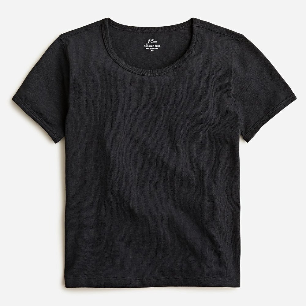 🖤 NEW J.Crew Black Cropped Organic Slub Cotton T-Shirt Classic 🖤 - Picture 2 of 4
